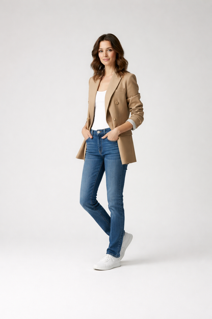 Tessa – Losvallende damesblazer – Polymix – Zakelijke stijl – Lente / Zomer / Herfst