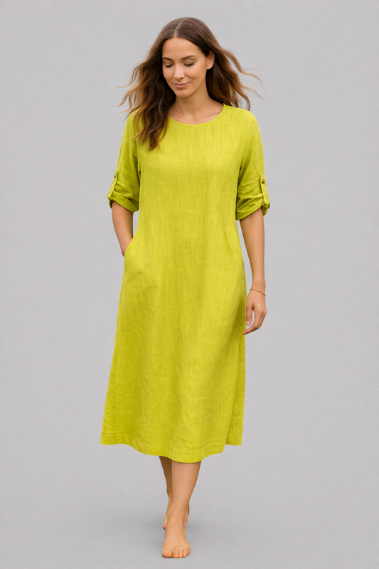 Thalia - Dames jurk met zakken - Linnen - Lente / Zomer