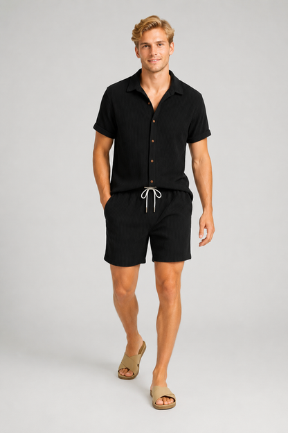 Andries – Set voor heren met relaxed ribpatroon – Katoen / Polymix – Lente / Zomer