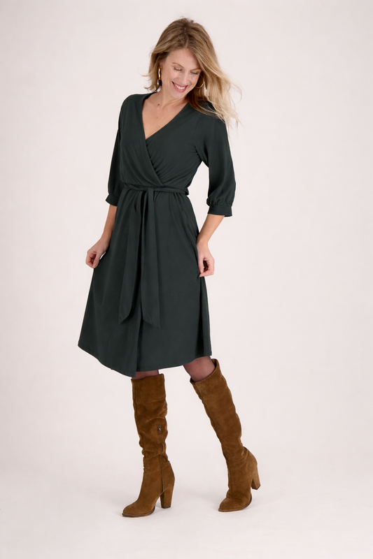 Hailey - Dames jurken met Driekwart mouw - Katoenmix - Lente / Zomer