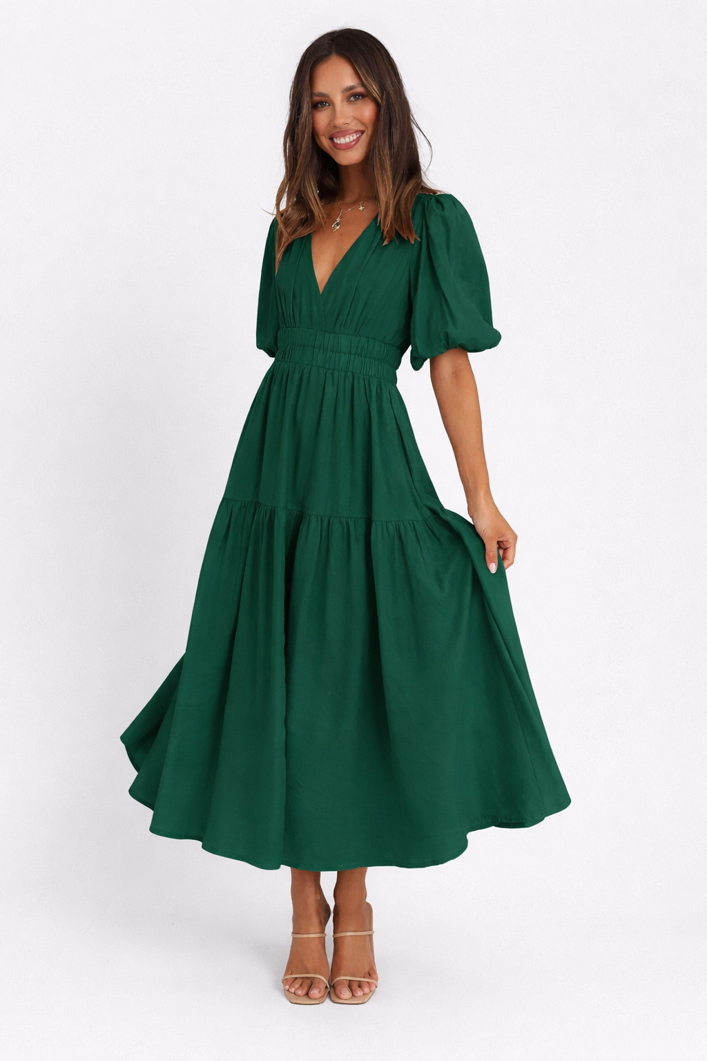Elanor - Midi-jurk voor dames - Polyester - Lente / Zomer