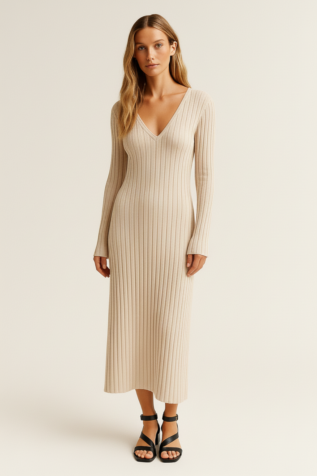 Alma – Gebreide Maxi-Jurk – Wolmix – Herfst / Lente