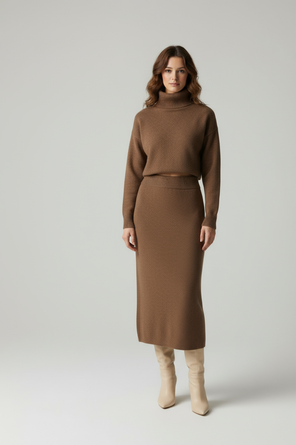 Emily – Tweedelige gebreide dames set – Polymix – Herfst / Winter / Lente