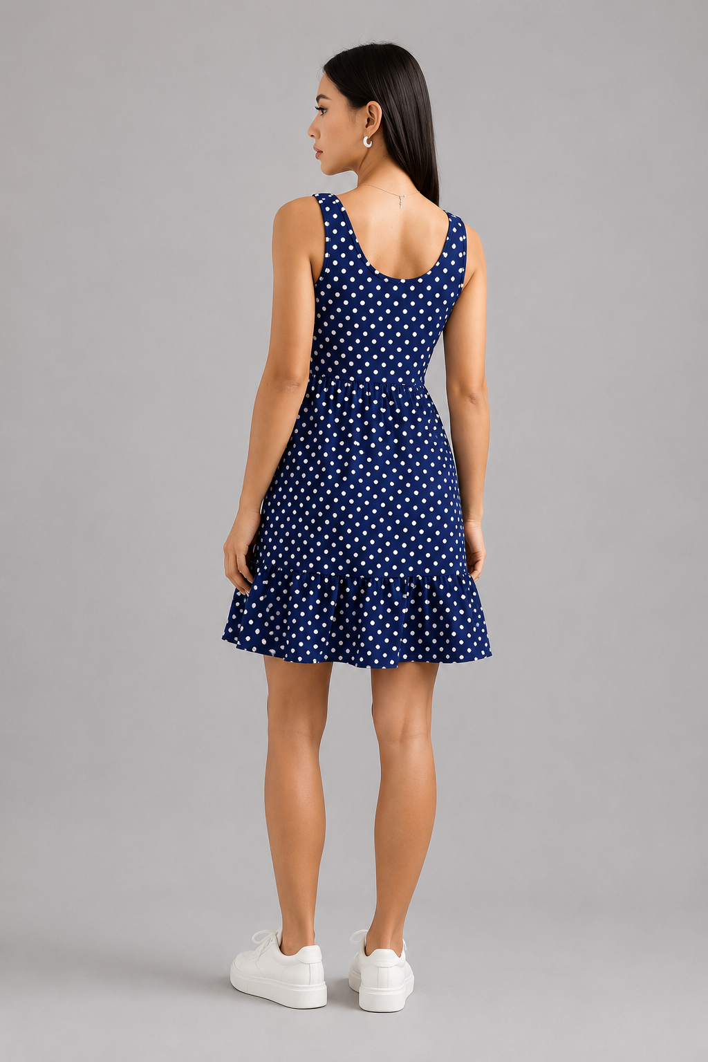Orlina – Elegante damesjurk met volantzoom – Polyestermix – Lente / Zomer