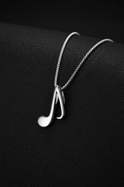Lupita -  Dames minimalistische muzieknoot ketting – Verzilverde afwerking - Alle seizoenen