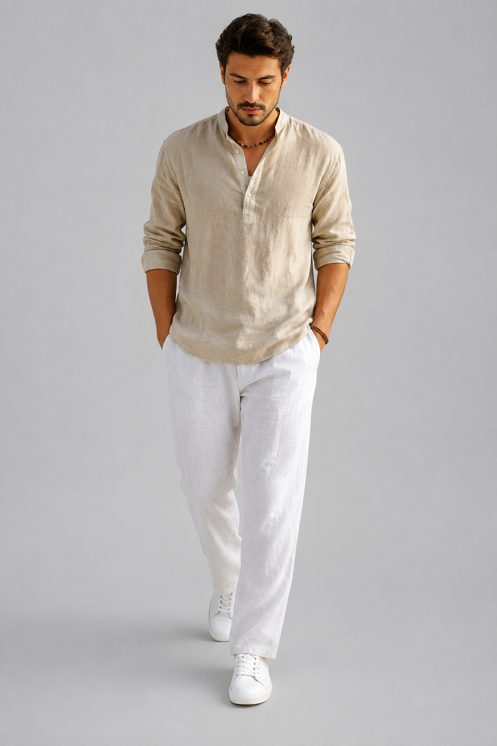 Santo – Heren Casual Overhemd – Luchtige Linnenlook – Lente / Zomer