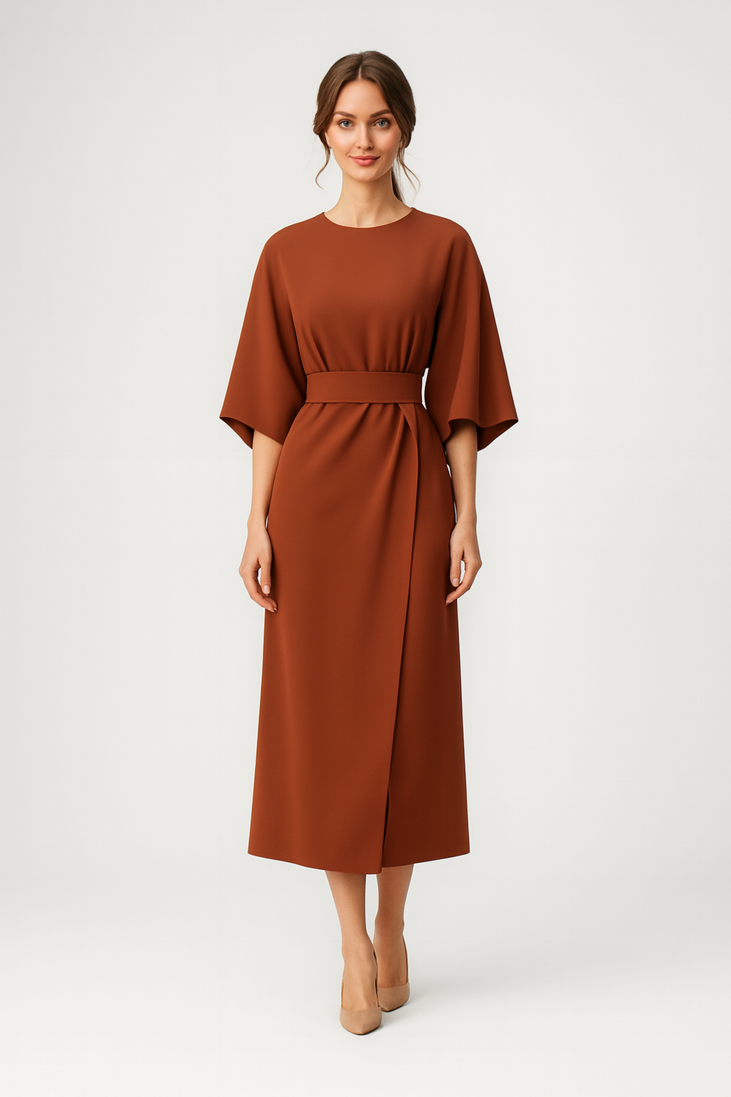 Ana – Elegante Gelegenheidsjurk met Vleermuismouwen – Polyester – Lente / Zomer