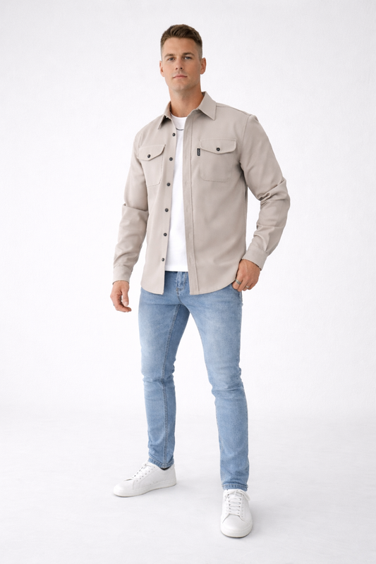 August - Heren overshirt met Stijlvolle Pasvorm - Katoenmix - lente / Zomer