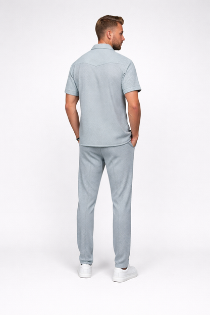 Jochem – Heren set – Wafelgebreid shirt en broek – Katoenmix – Lente / Zomer