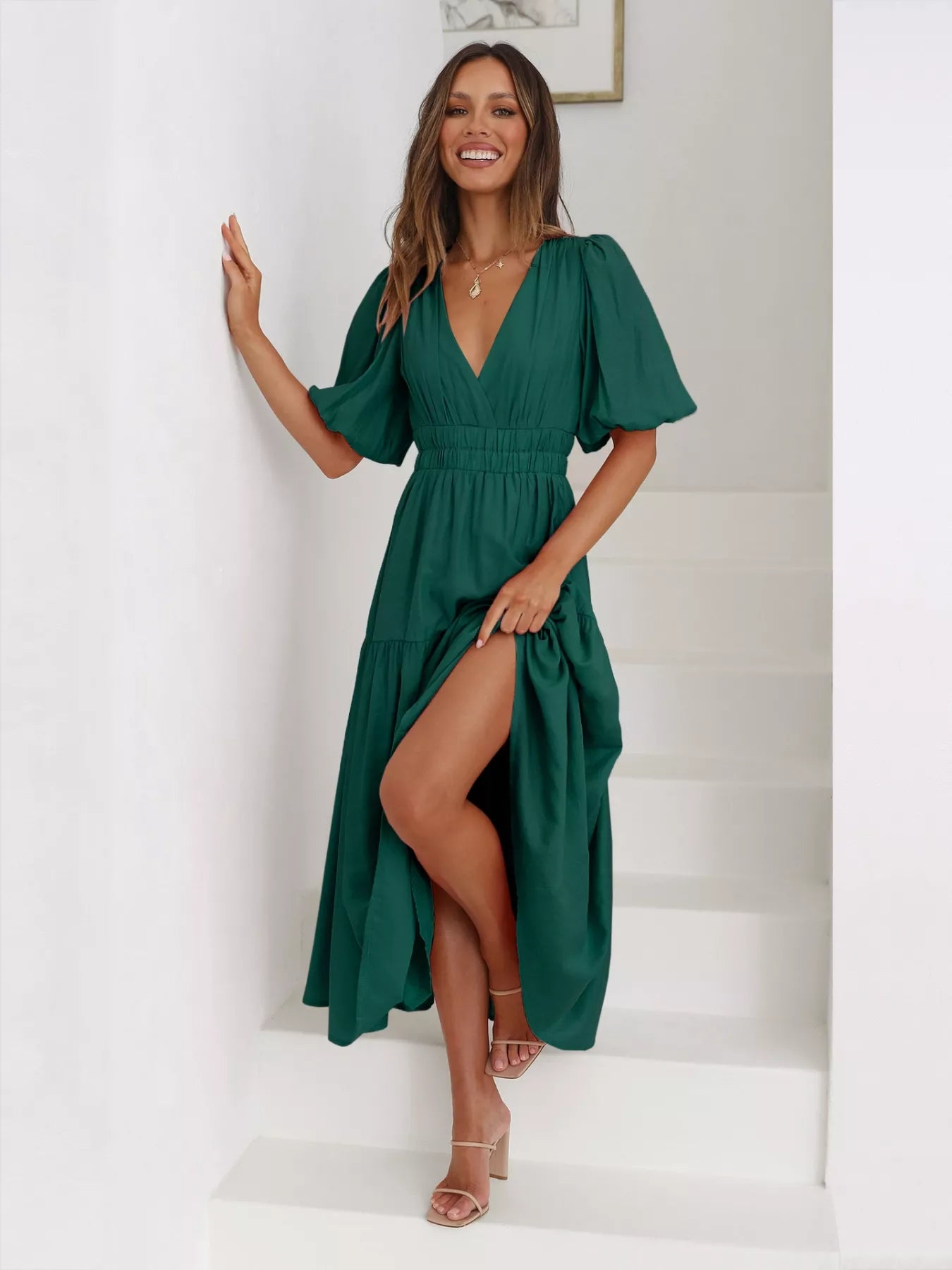 Elanor - Midi-jurk voor dames - Polyester - Lente / Zomer