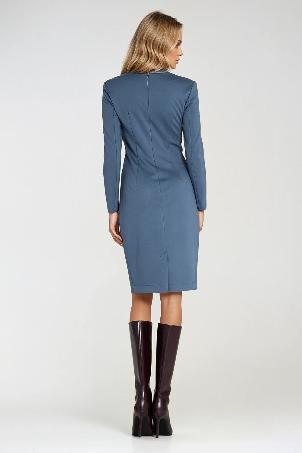 Elif - Dames jurk met V-hals en lange mouwen – Viscosemix – Alle seizoenen