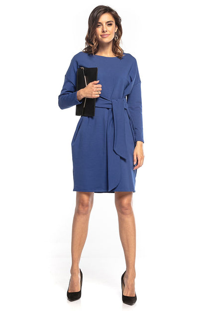Yolanda – Losvallende dames midi-jurk met kimonotop en ceintuur – Katoenmix – Lente / Zomer / Herfst