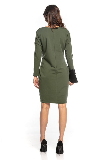 Yolanda – Losvallende dames midi-jurk met kimonotop en ceintuur – Katoenmix – Lente / Zomer / Herfst