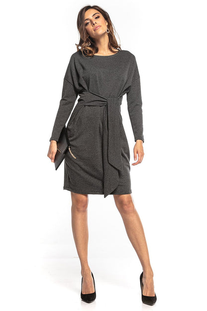 Yolanda – Losvallende dames midi-jurk met kimonotop en ceintuur – Katoenmix – Lente / Zomer / Herfst
