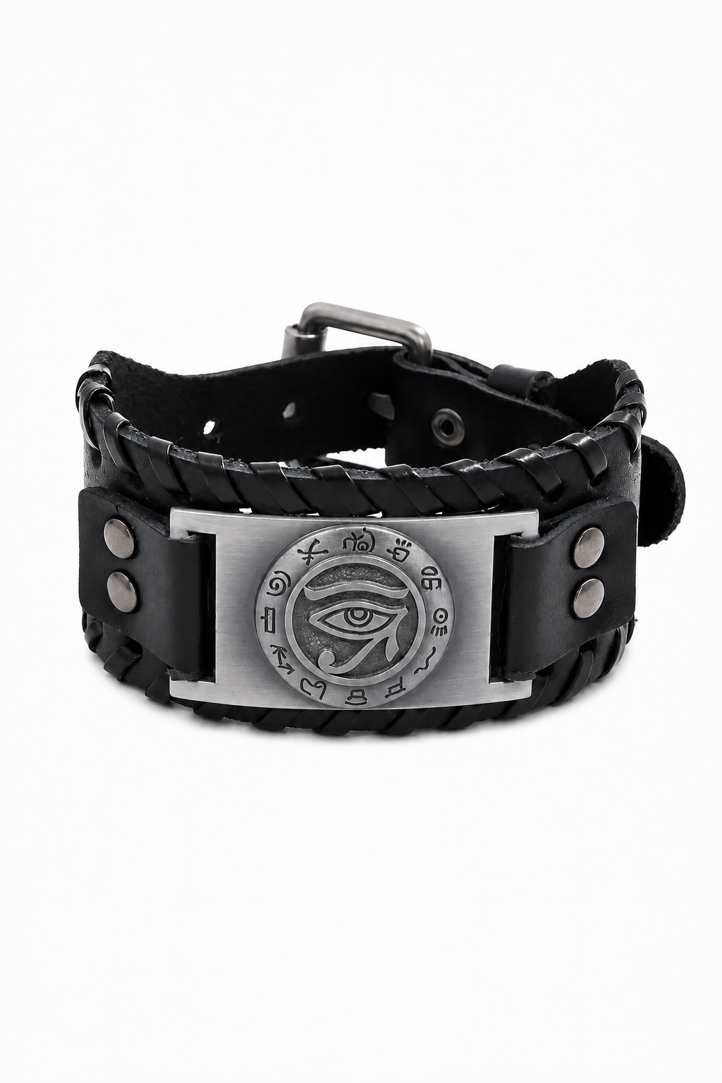 Angelo – Herenarmband met Eye of Horus – PU Leer & RVS – Alle Seizoenen