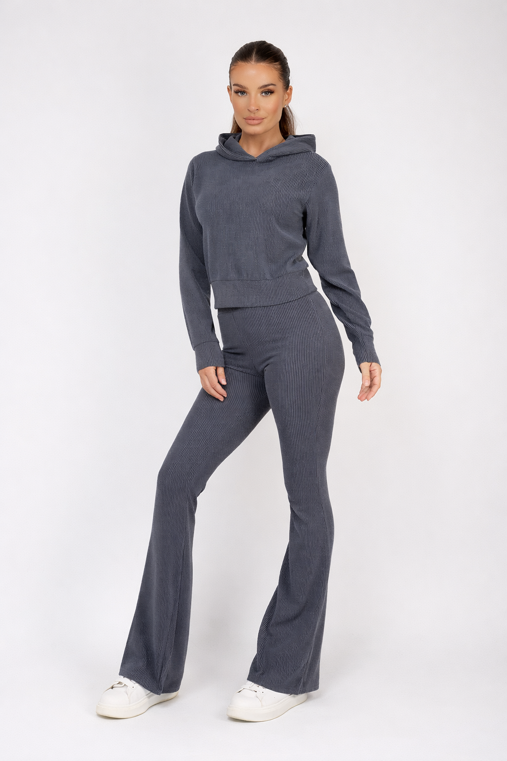 Jailey – Geribbelde loungewear dames  set met hoodie – Alle seizoenen