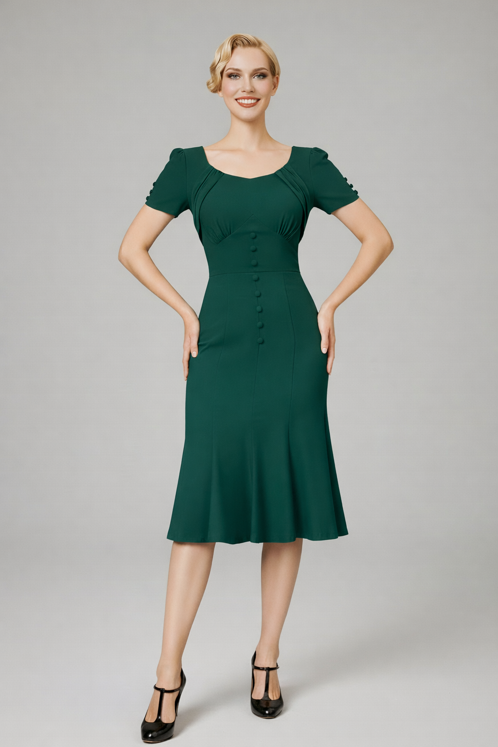 Leira – Elegante dames retro 1950 -Bodyconjurk – Viscosemix – Alle seizoenen