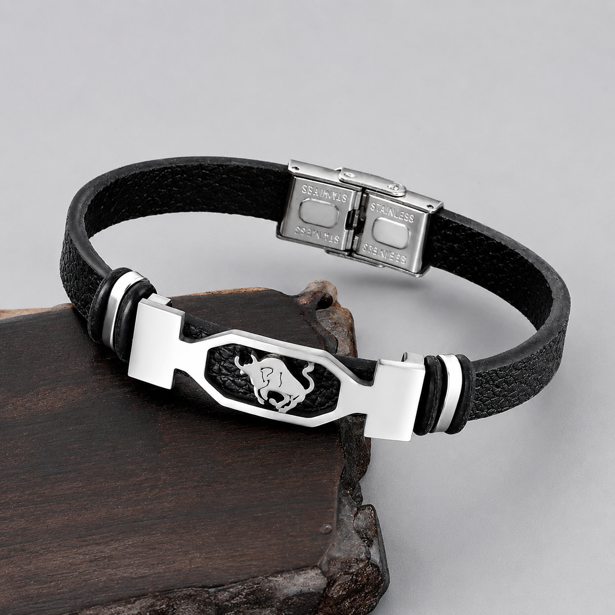 Kosmo – 12 Sterrenbeelden Heren Armband – PU Leer & RVS – Zelf Verstelbaar