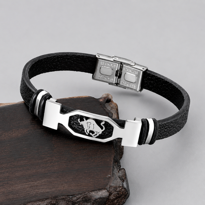 Kosmo – 12 Sterrenbeelden Heren Armband – PU Leer & RVS – Zelf Verstelbaar