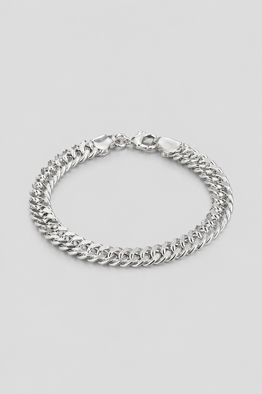 Pedro - Heren robuuste schakelarmband - Verzilverde afwerking