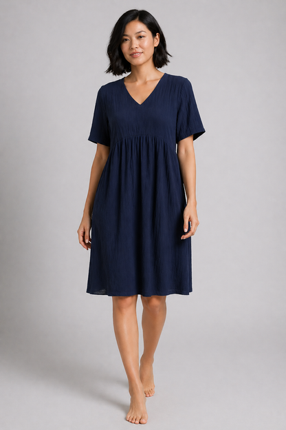 Catharine -Dames elegante zomerjurk met V-hals – luchtige pasvorm – Polymix – Lente / Zomer