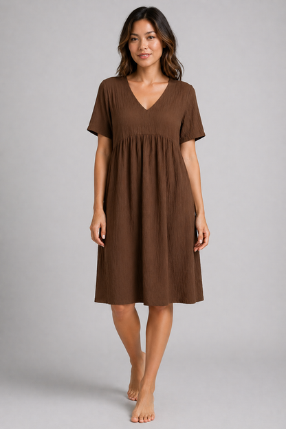 Catharine -Dames elegante zomerjurk met V-hals – luchtige pasvorm – Polymix – Lente / Zomer