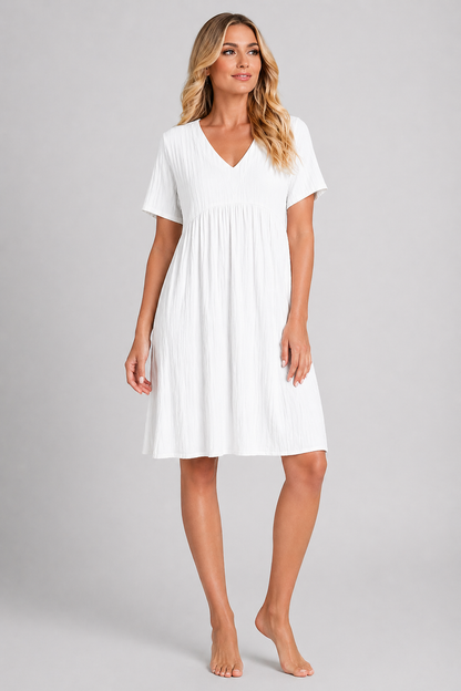 Catharine -Dames elegante zomerjurk met V-hals – luchtige pasvorm – Polymix – Lente / Zomer