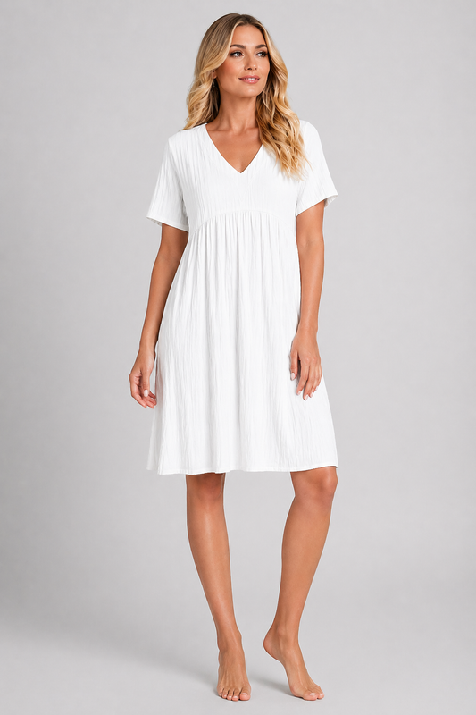 Catharine -Dames elegante zomerjurk met V-hals – luchtige pasvorm – Polymix – Lente / Zomer