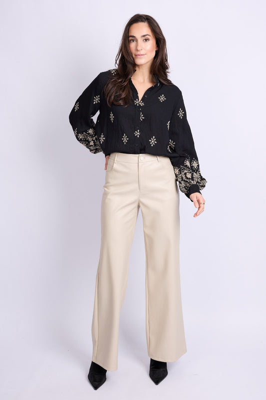 Erika – Dames pants – Nepleer – Hoog model – Wijd vallend – Polymix – Alle Seizoenen