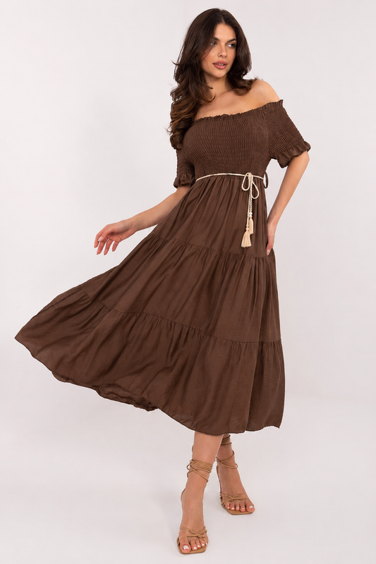 Sandra – Dames midi zomerjurk – Polyester – Lente / Zomer