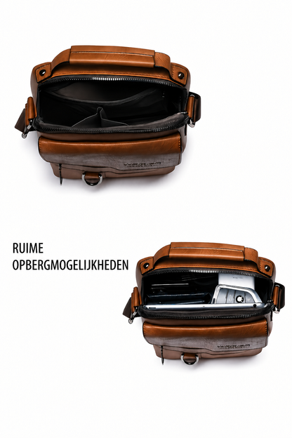 John – Heren Crossbodytas – Multifunctionele Opbergvakken – Vintage PU-Leer – Dagelijks Gebruik