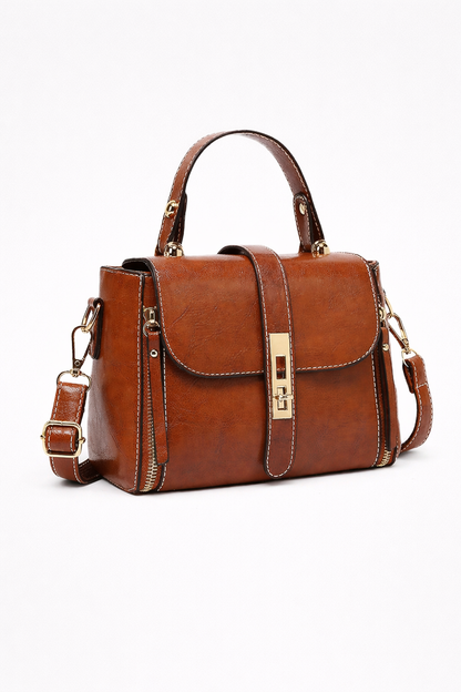 Amara - Dames handtas van bruin kunstleer – compact vierkant model