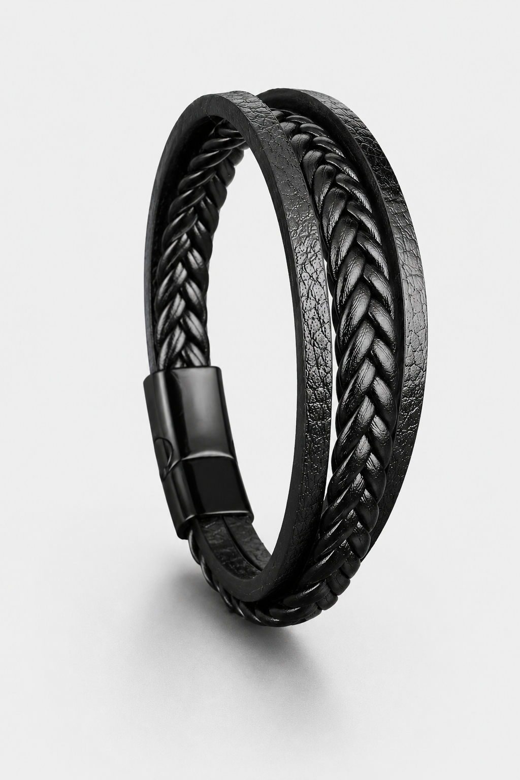 Melicio – Meerlaagse herenarmband van PU-leer – Gevlochten design – Alle seizoenen