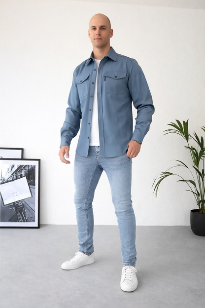 Lucas - Heren casual overshirt -  Katoenmix - Lente / Zomer
