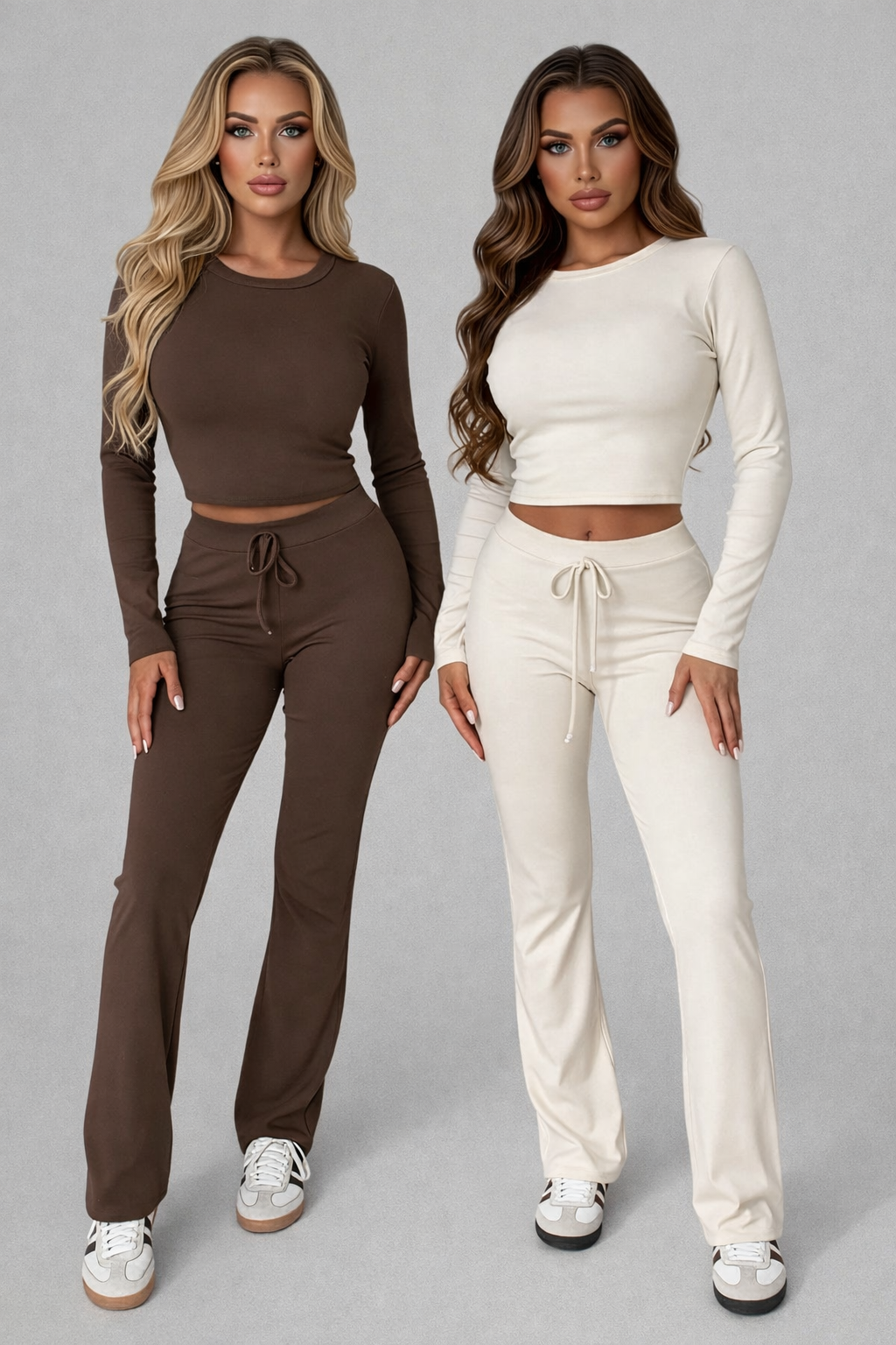 Isabeau – Dames loungewear set met koord en korte top – Polyester – Alle seizoenen