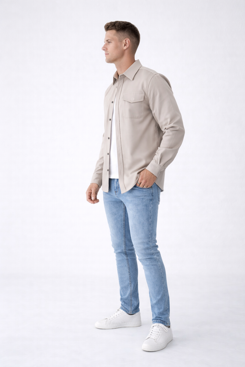 August - Heren overshirt met Stijlvolle Pasvorm - Katoenmix - lente / Zomer