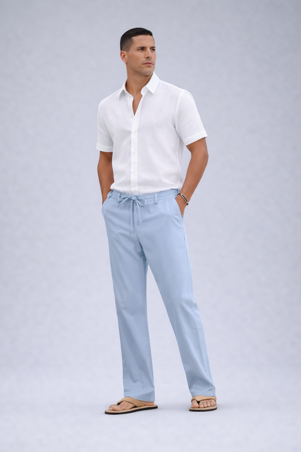 Genaro - Heren broek - Comfortabele zomerbroek met linnenlook - Katoenmix - Lente / Zomer