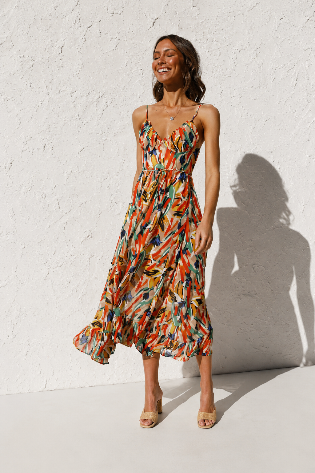 Jinky | Vrolijke & Elegante Midi Zomerjurk - Lente / Zomer