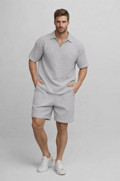 Gaspar – Luchtige heren zomerset – Polo met bijpassende short – Polymix – Lente / Zomer