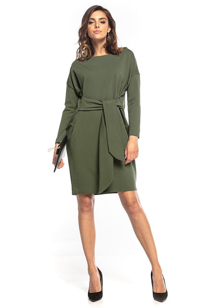Yolanda – Losvallende dames midi-jurk met kimonotop en ceintuur – Katoenmix – Lente / Zomer / Herfst