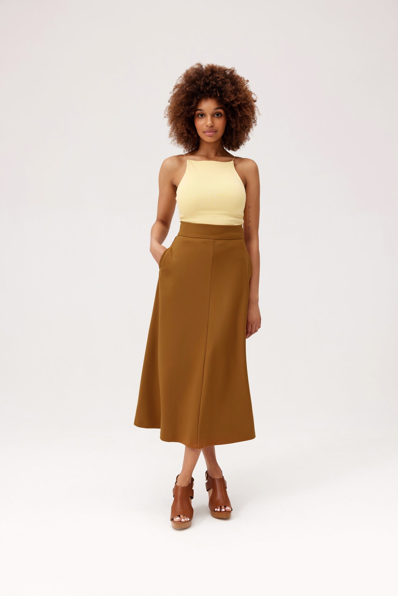 Amaya – Dames A-lijn rok met hoge taille – Polymix - Zomer / Herfst / Lente