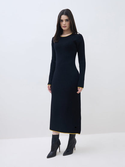 Eveline - Maxi jurk met rechte hals en uitlopende mouwen voor dames - Polyester - Lente /  Zomer / Herfst
