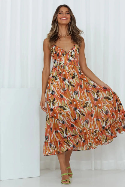 Jinky | Vrolijke & Elegante Midi Zomerjurk - Lente / Zomer