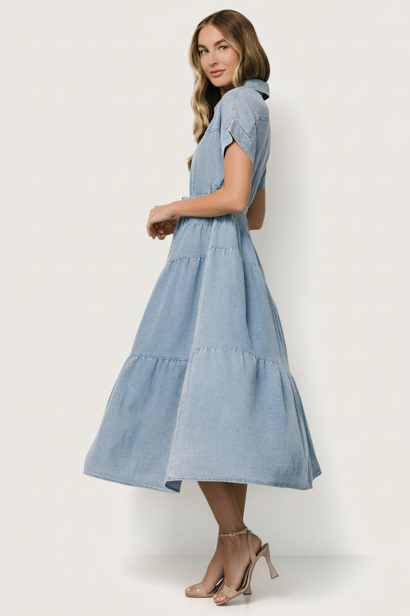 Annelotte - Dames maxi jurk van demin - Lente / Zomer