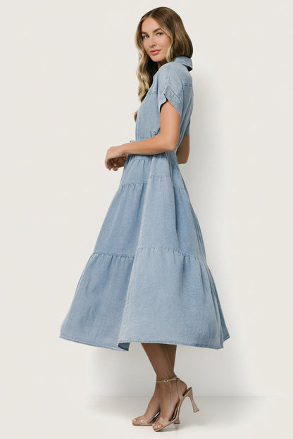 Annelotte - Dames maxi jurk van demin - Lente / Zomer