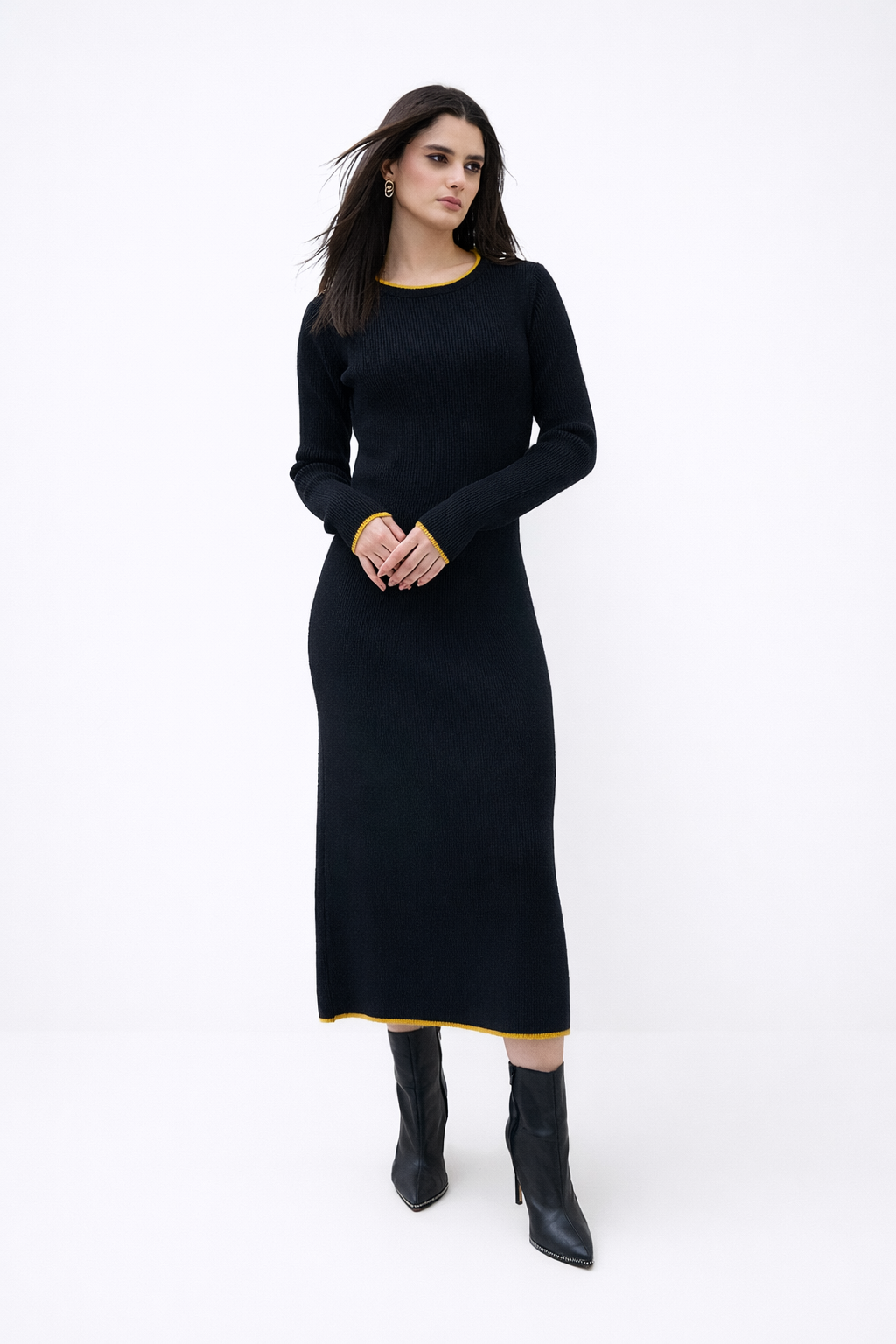 Eveline - Maxi jurk met rechte hals en uitlopende mouwen voor dames - Polyester - Lente /  Zomer / Herfst