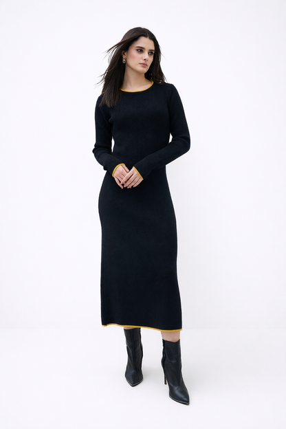 Eveline - Maxi jurk met rechte hals en uitlopende mouwen voor dames - Polyester - Lente /  Zomer / Herfst