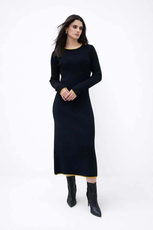 Eveline - Maxi jurk met rechte hals en uitlopende mouwen voor dames - Polyester - Lente /  Zomer / Herfst