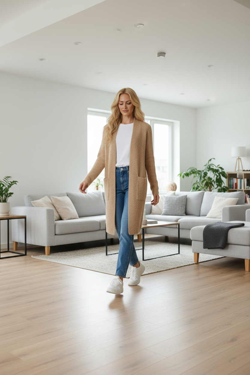 Alita – Zacht lang vest van luxe garen - Poly - Lente / Herfst