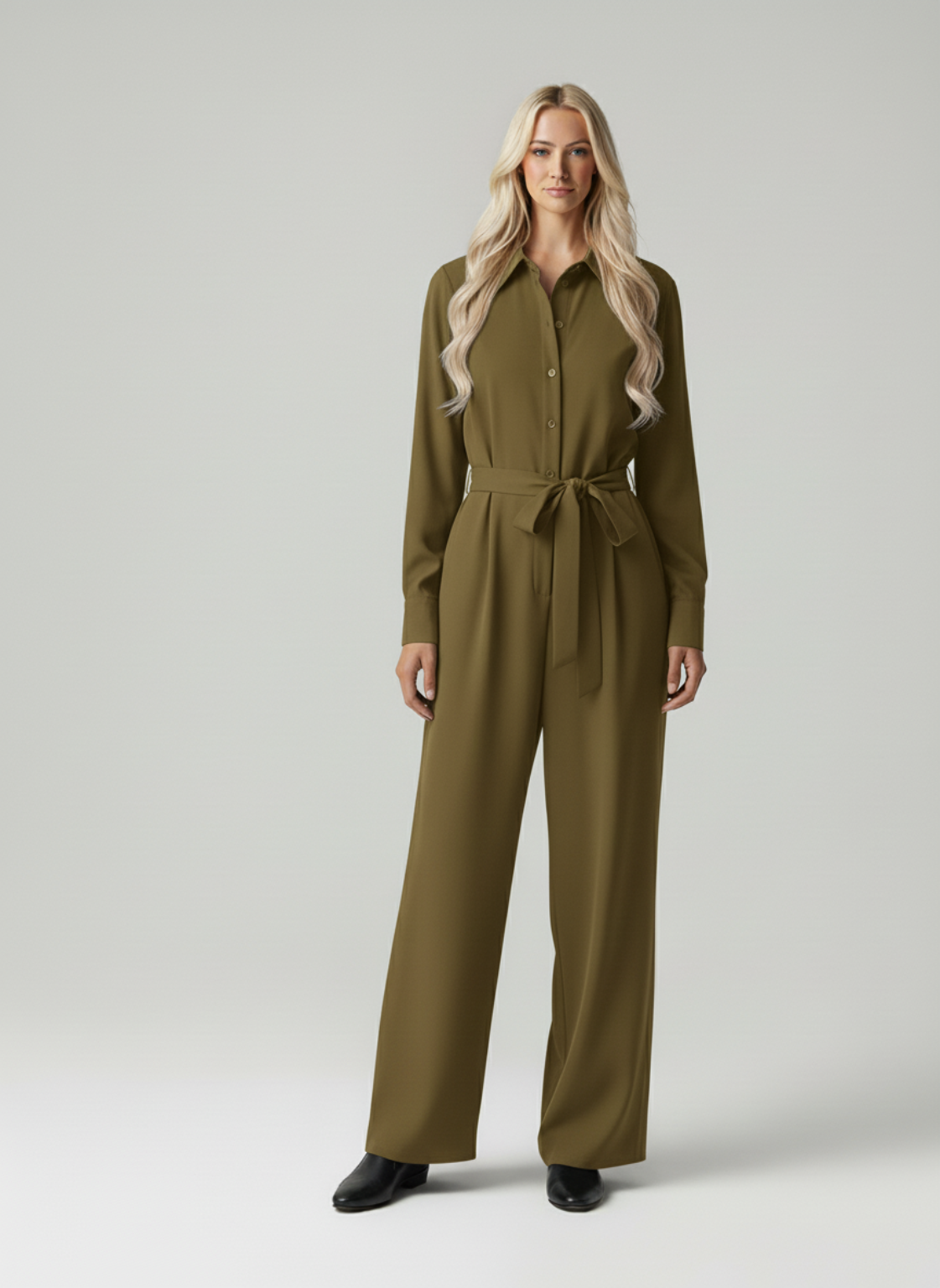 Belkis – Dames trendy jumpsuit met overhemdkraag – Katoen / Polymix / Alle seizoenen